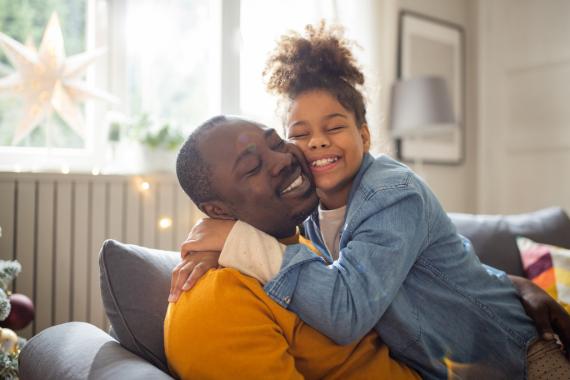 Father and daughter spending Christmas together