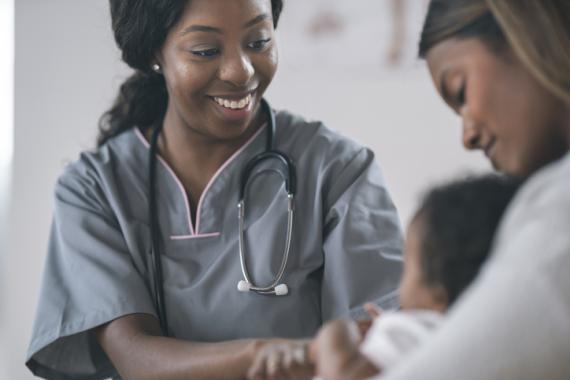 nurse checking on patient 